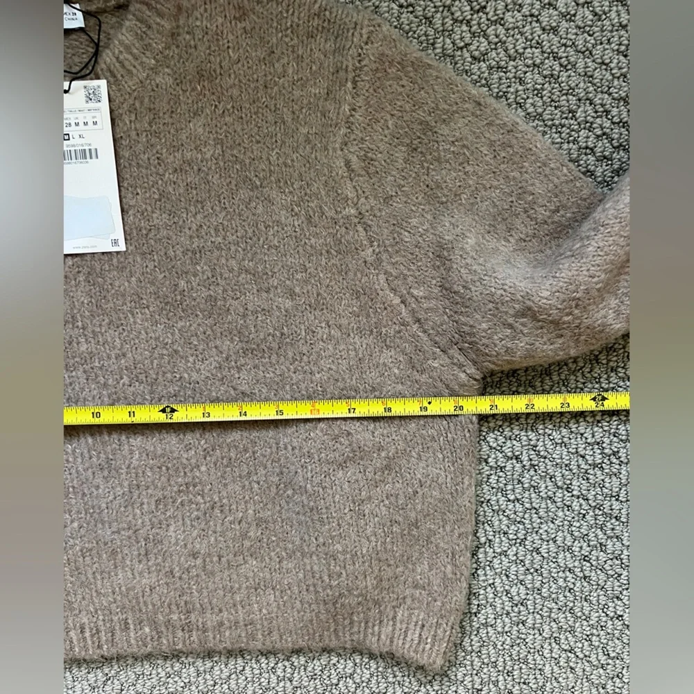 Zara Taupe Tan Crew Neck Knit Sweater NWT size medium